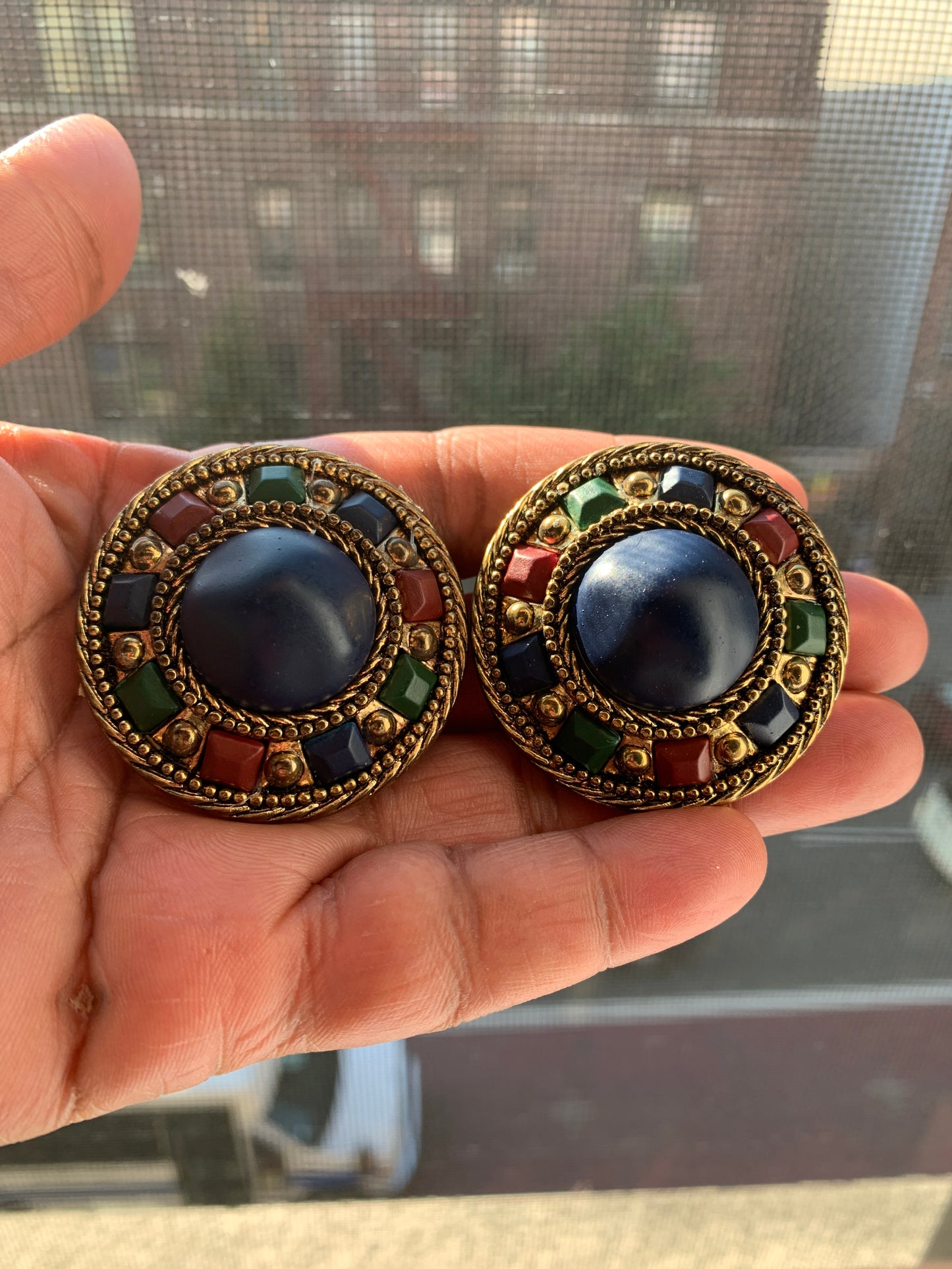 Blue button clip on