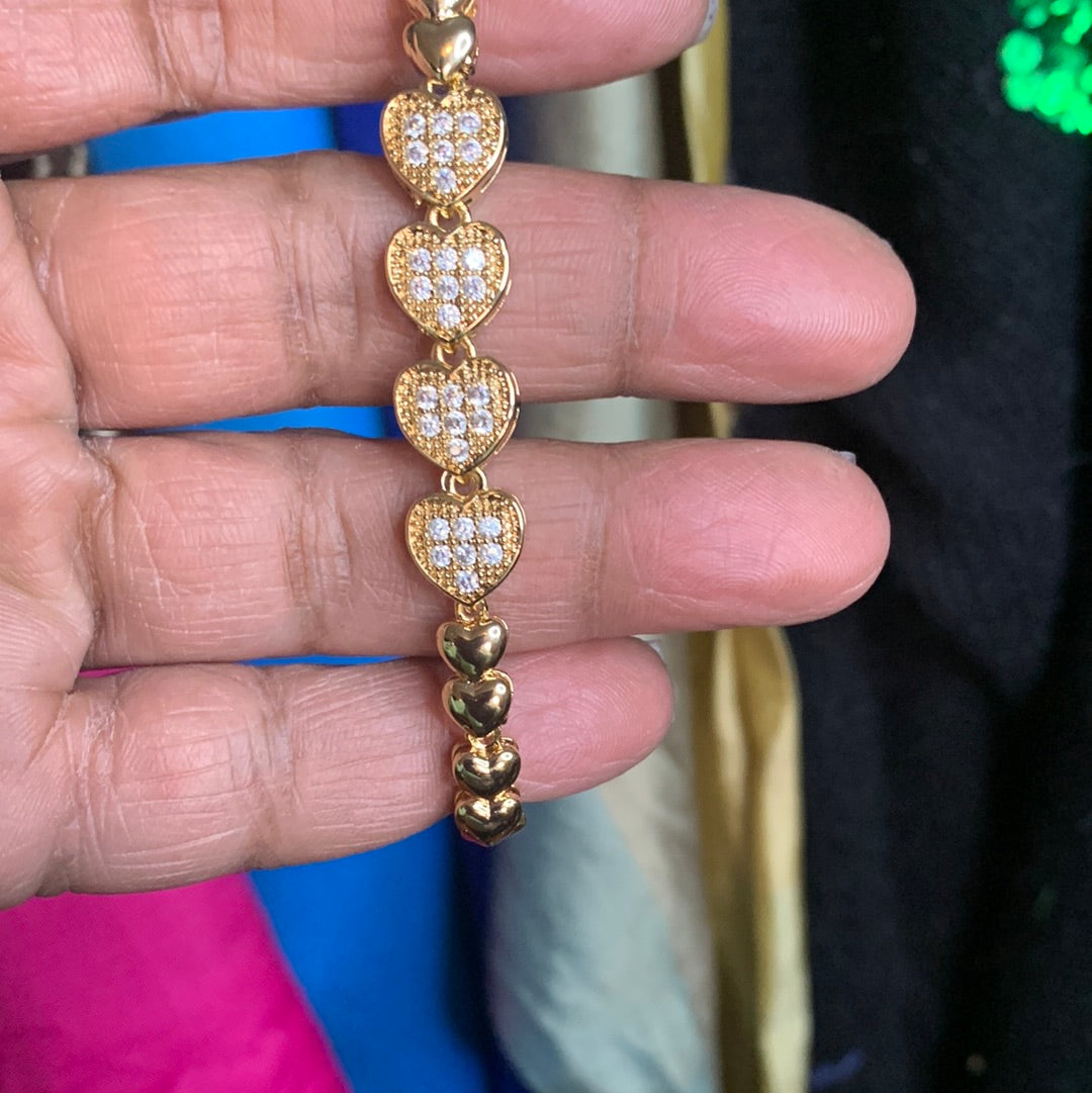 4 heart gold filled bracelet