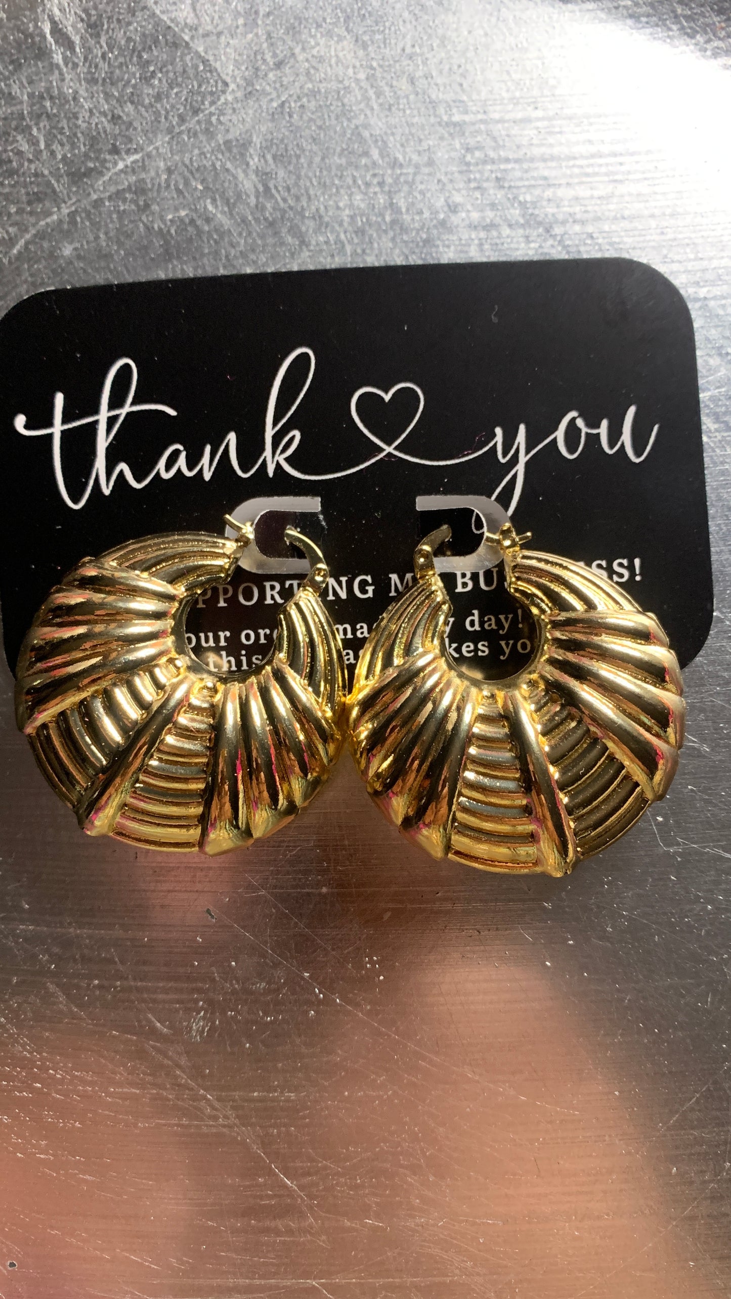 Lined bubble gold filled hoops