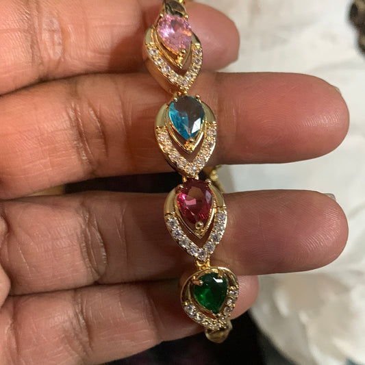 Teardrop gem gold filled bracelet