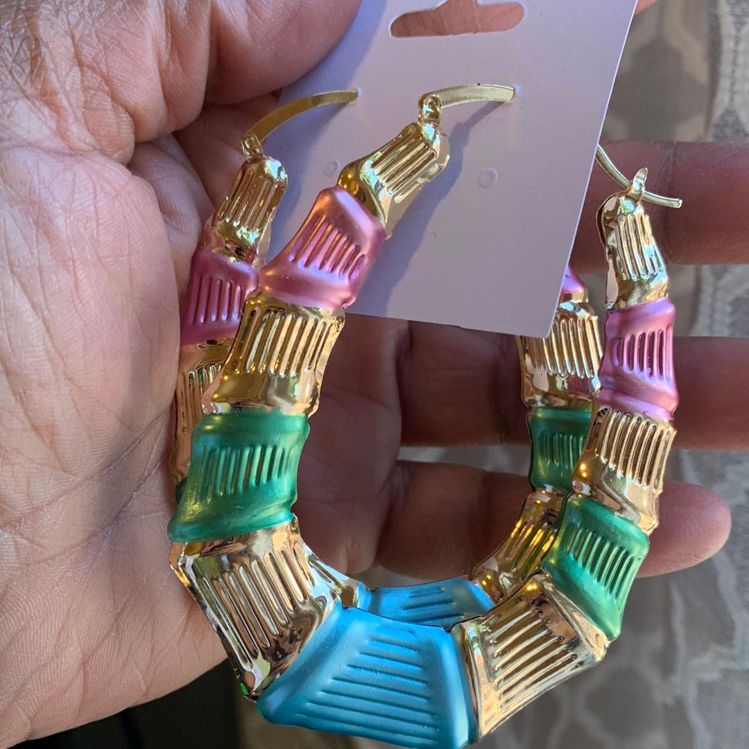 Colorful gold filled bamboo hoops