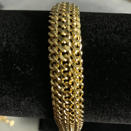 Wide chain link bracelet gold filled